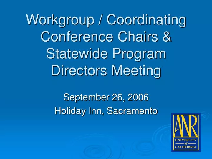 workgroup coordinating conference chairs statewide program directors meeting