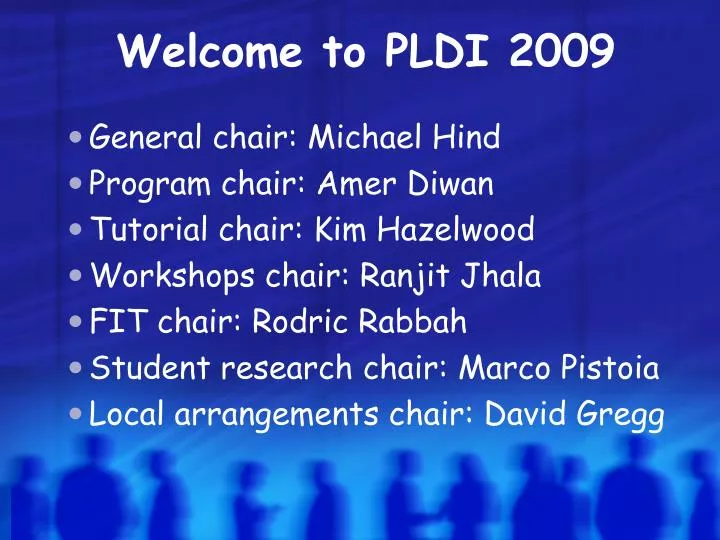 welcome to pldi 2009