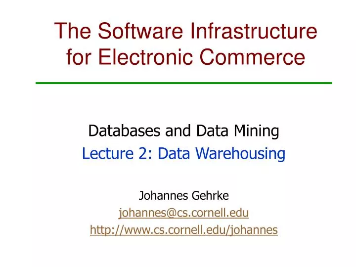 the software infrastructure for electronic commerce