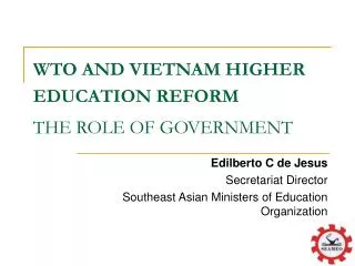WTO AND VIETNAM HIGHER EDUCATION REFORM THE ROLE OF GOVERNMENT