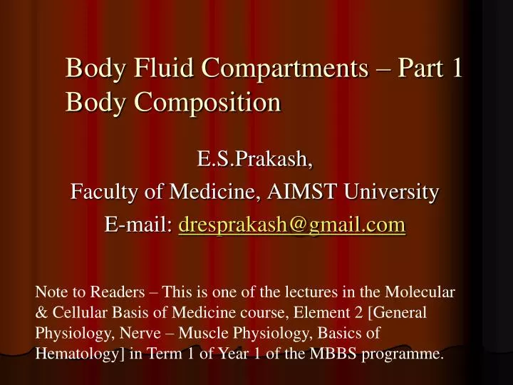 body fluid compartments part 1 body composition