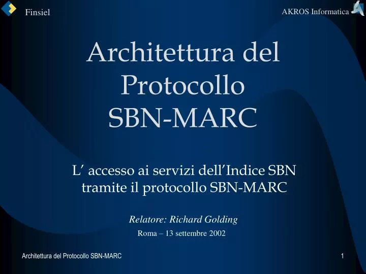 architettura del protocollo sbn marc
