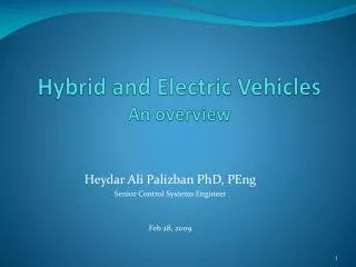 Hybrid and Electric Vehicles An overview