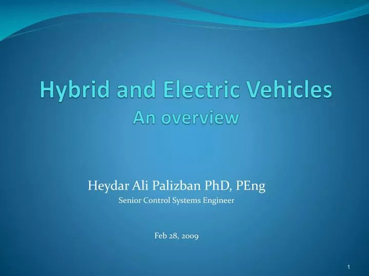 hybrid and electric vehicles an overview