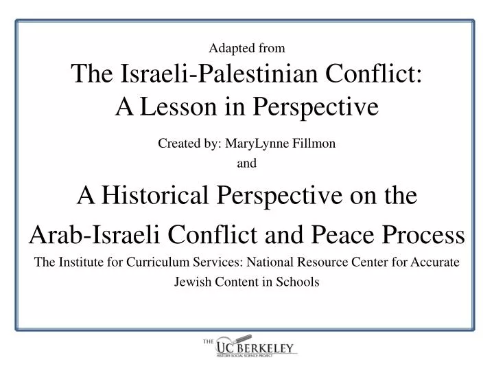 adapted from the israeli palestinian conflict a lesson in perspective
