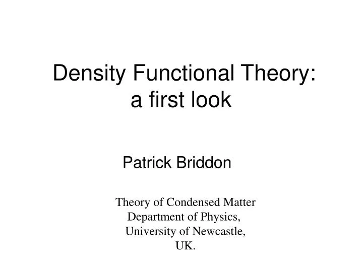 density functional theory a first look