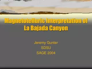 Magnetotelluric Interpretation of La Bajada Canyon
