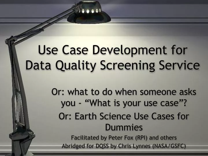 use case development for data quality screening service