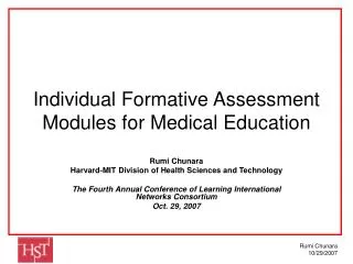 Individual Formative Assessment Modules for Medical Education