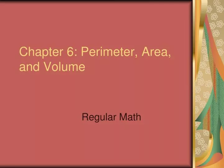 chapter 6 perimeter area and volume
