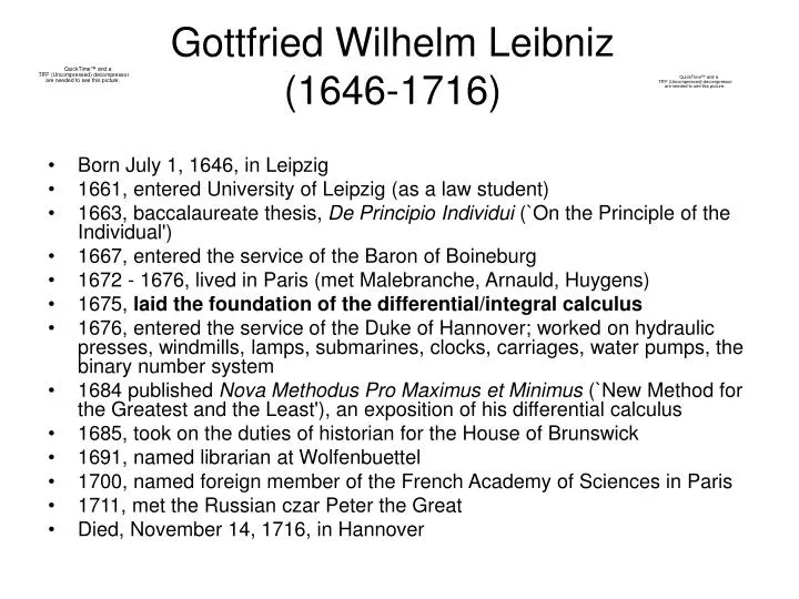 gottfried wilhelm leibniz 1646 1716