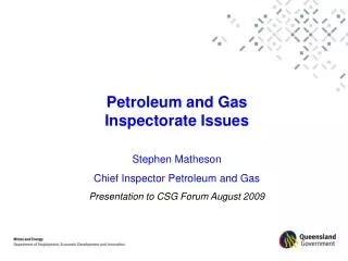 Petroleum and Gas Inspectorate Issues
