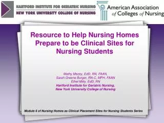 Resource to Help Nursing Homes Prepare to be Clinical Sites for Nursing Students