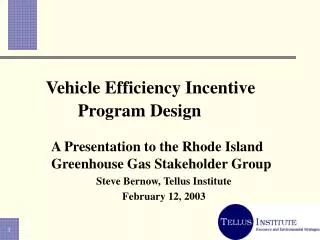 Vehicle Efficiency Incentive 		Program Design