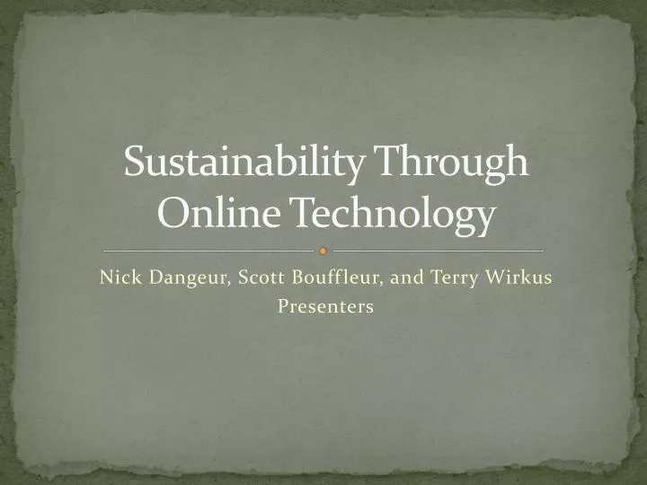 sustainability through online technology