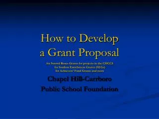 How to Develop a Grant Proposal