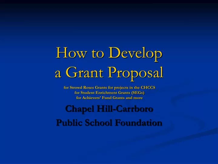 how to develop a grant proposal