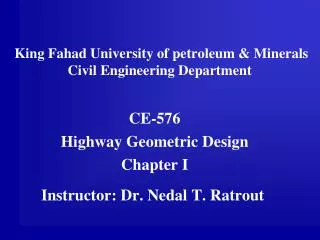 King Fahad University of petroleum &amp; Minerals Civil Engineering Department