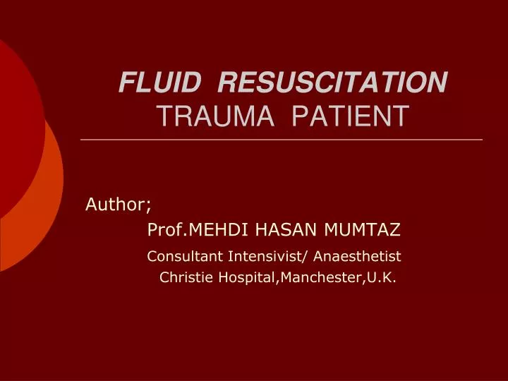 fluid resuscitation trauma patient