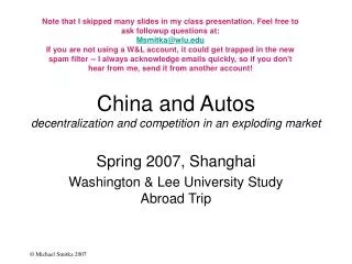 China and Autos decentralization and competition in an exploding market
