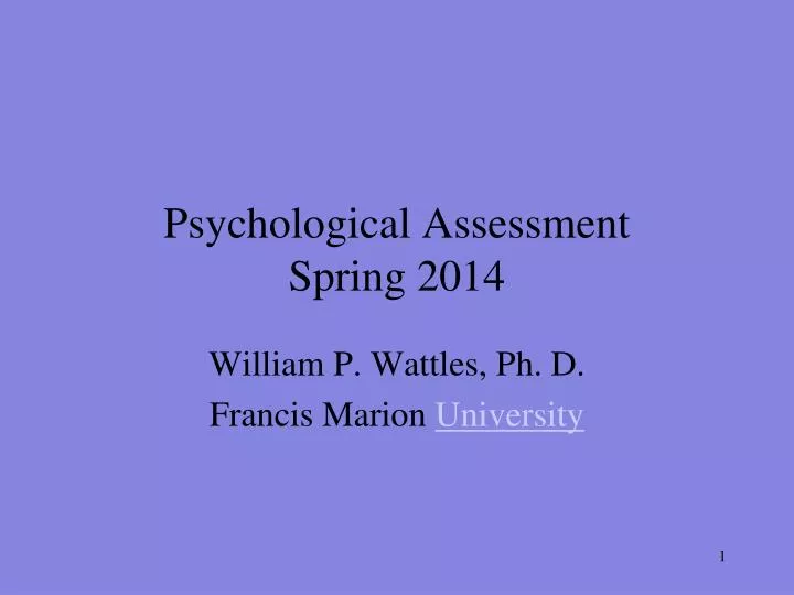 psychological assessment spring 2014