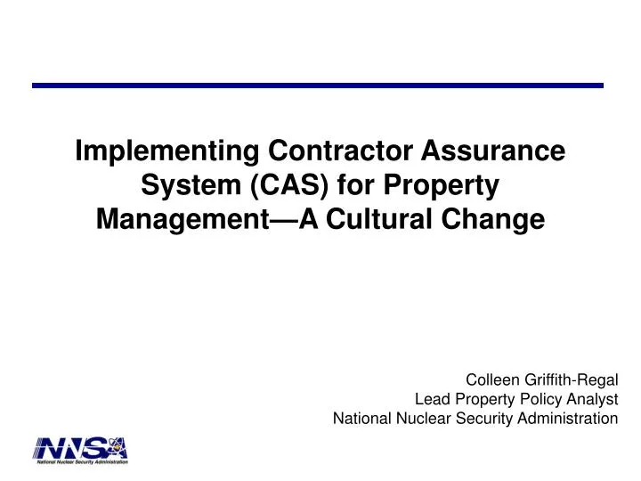 implementing contractor assurance system cas for property management a cultural change