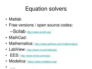 Equation solvers