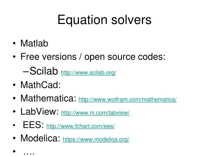 equation solvers