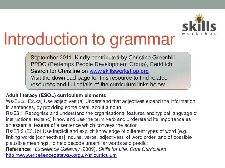 introduction to grammar