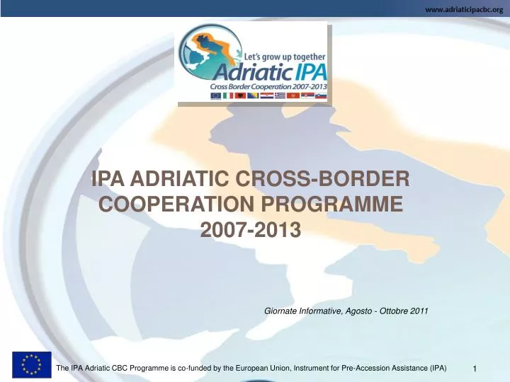 ipa adriatic cross border cooperation programme 2007 2013