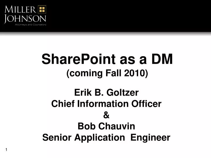 sharepoint as a dm coming fall 2010