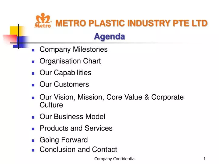 metro plastic industry pte ltd agenda
