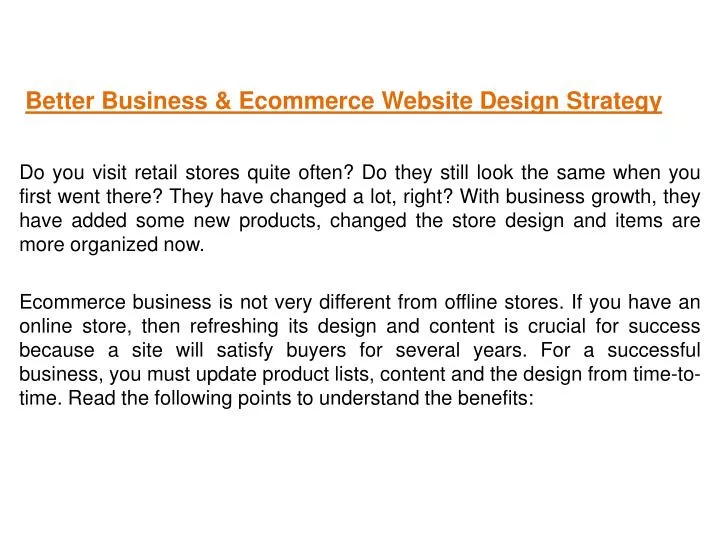 better business ecommerce website design strategy