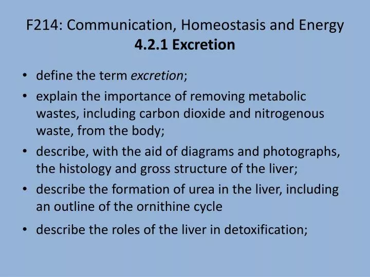 f214 communication homeostasis and energy 4 2 1 excretion