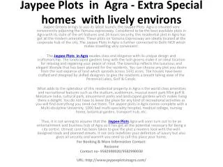Jaypee Plots in Agra - Making Your Living A Delight