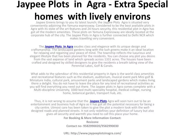 jaypee plots in agra extra special homes with lively environs
