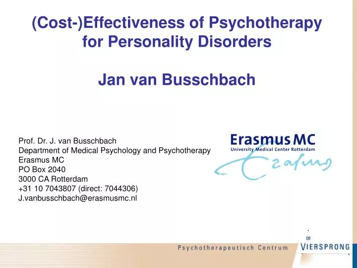 cost effectiveness of psychotherapy for personality disorders jan van busschbach