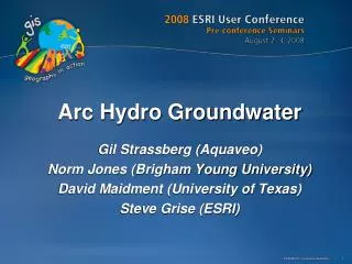 Arc Hydro Groundwater