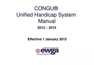 CONGU® Unified Handicap System Manual 2012 – 2015
