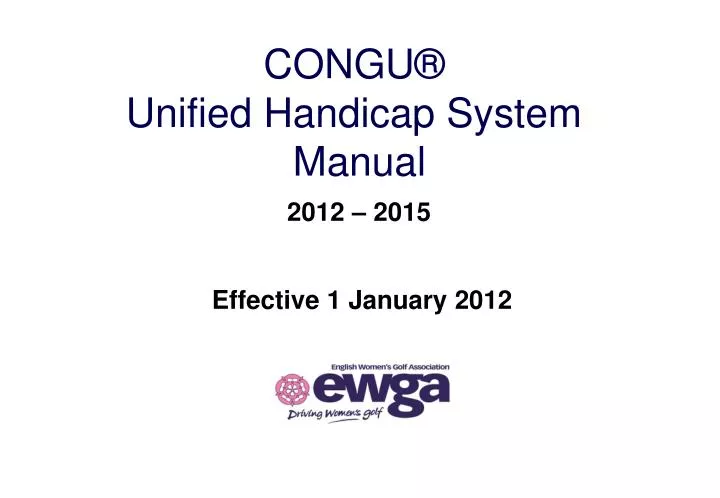 congu unified handicap system manual 2012 2015