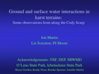 Ground and surface water interactions in karst terrains: Some observations from along the Cody Scarp