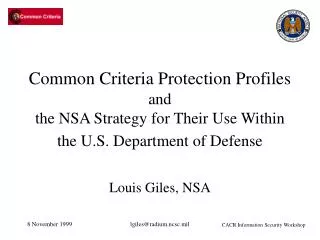 Common Criteria Protection Profiles and the NSA Strategy for Their Use Within the U.S. Department of Defense