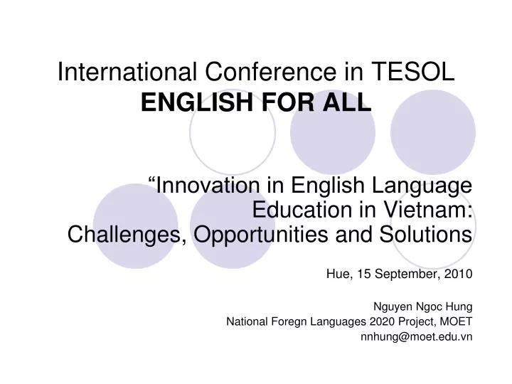 international conference in tesol english for all