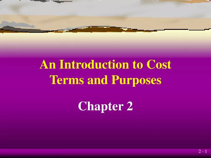 an introduction to cost terms and purposes