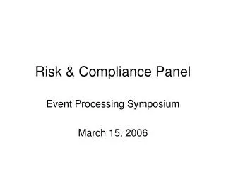 Risk &amp; Compliance Panel