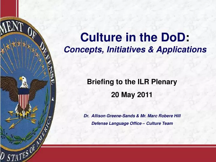 culture in the dod concepts initiatives applications