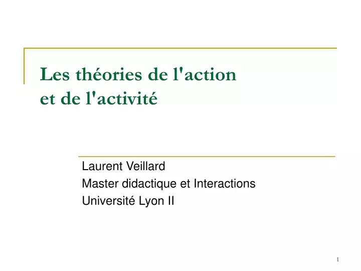 les th ories de l action et de l activit