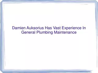 Damien Auksorius Has Vast Experience In General Plumbing Mai