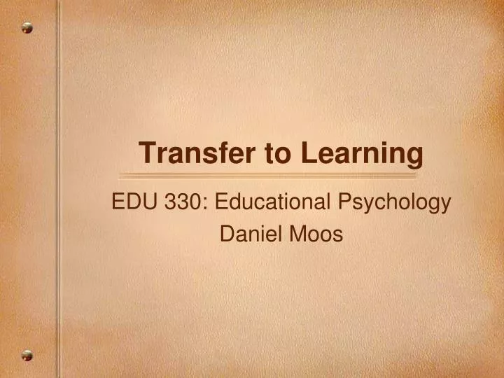 transfer to learning