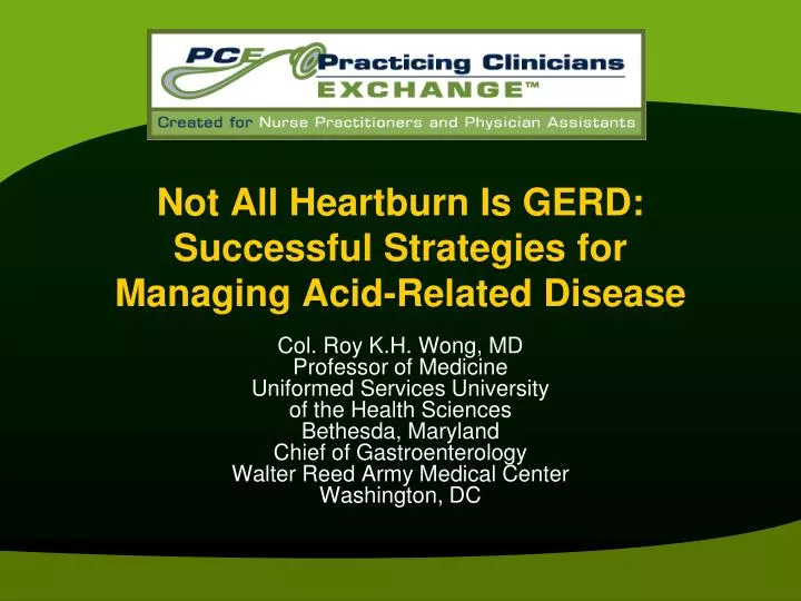not all heartburn is gerd successful strategies for managing acid related disease